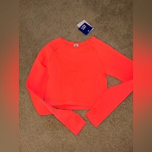 JoyLab orange textured long sleeve be workout top size large NWT